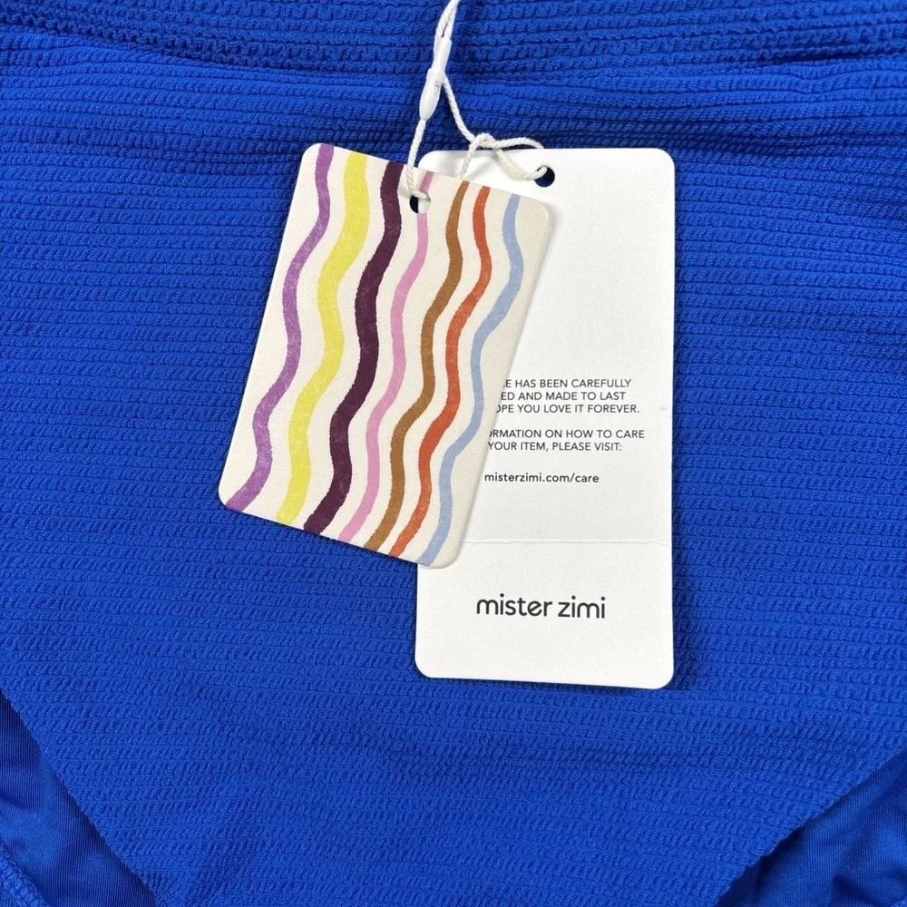 Mister Zimi High-Waist Blue Textured Bathing Suit Bottoms Size 12 NWT